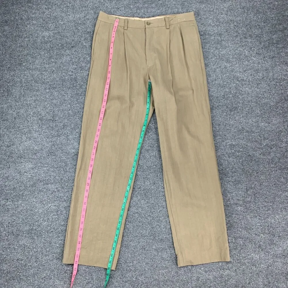 Tommy Bahama Pants Mens 34 Bison Silk Blend Pleated Front Straight Leg Relaxed